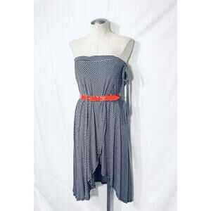 Bobeau Striped Black & Grey Multiuse Wrap: Maxi Skirt/Strapless Dress L